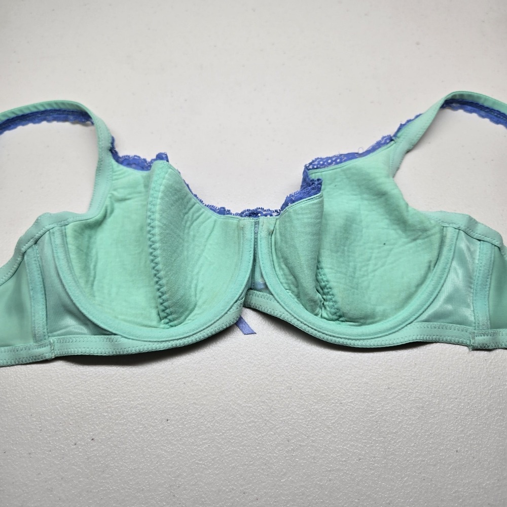 Frederick's Of Hollywood Women Bra 36D Green Balconette Underwired Lace